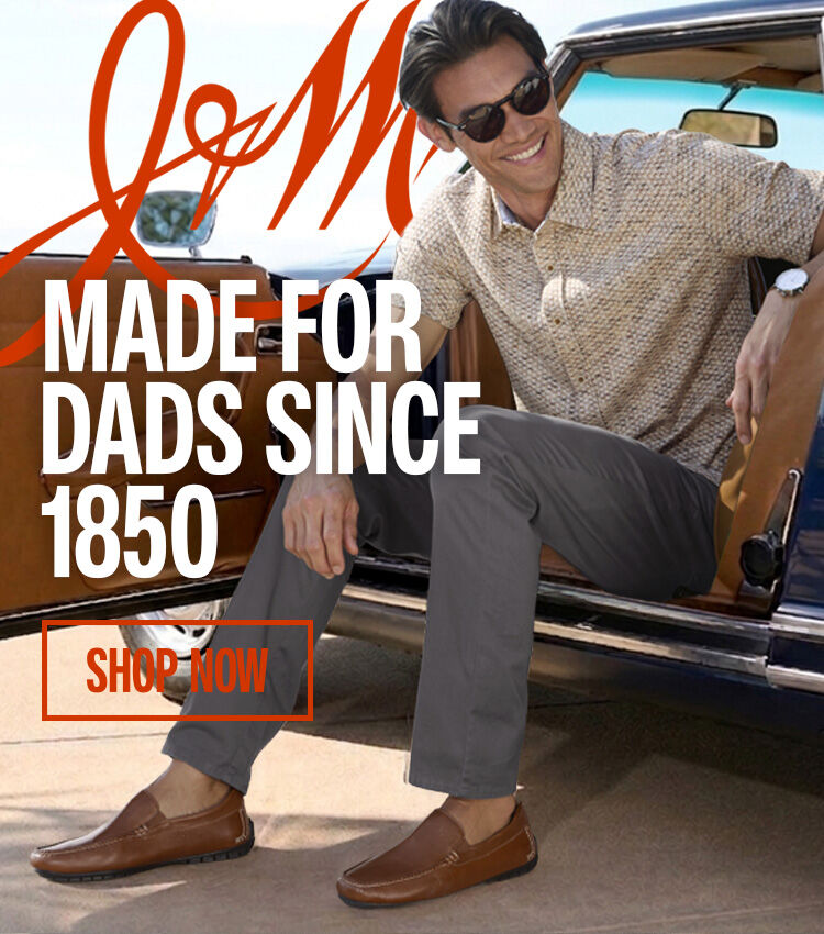 A banner split in half with the left side of the image of a man dressed in a polo, jeans, and loafers, is leaning half-way out of the drivers side of a vintage car. The right side of the image is a close up of the man's face and upper chest showing the textured detail of the polo he is wearing on the left side of the image. 
